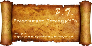 Preszburger Terestyén névjegykártya